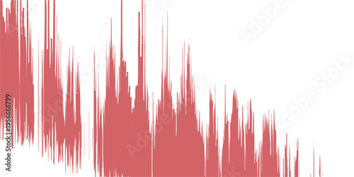 Abstract red vertical sharp glitch lines on white background, digital sound wave or financial stock market crash data