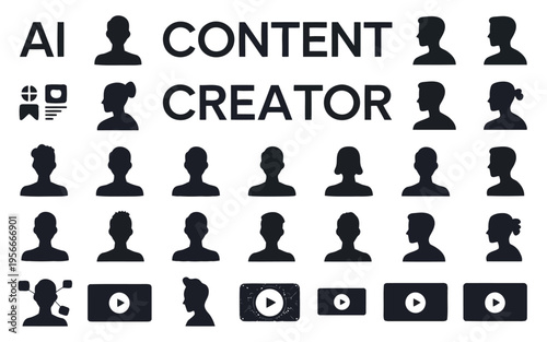 Illustrated icons representing content creators and their platforms