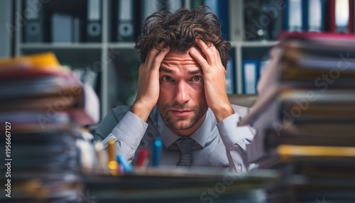 Stressed Businessman Struggling With Pressure In The Workplace: Coping With Stress And Pressure In A Corporate Environment.