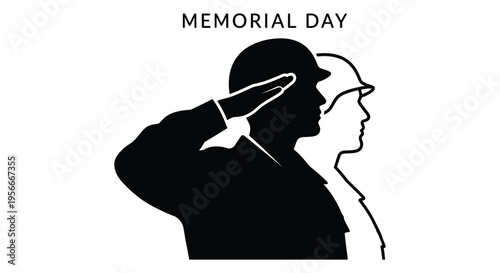 Memorial Day vector illustration of soldier saluting