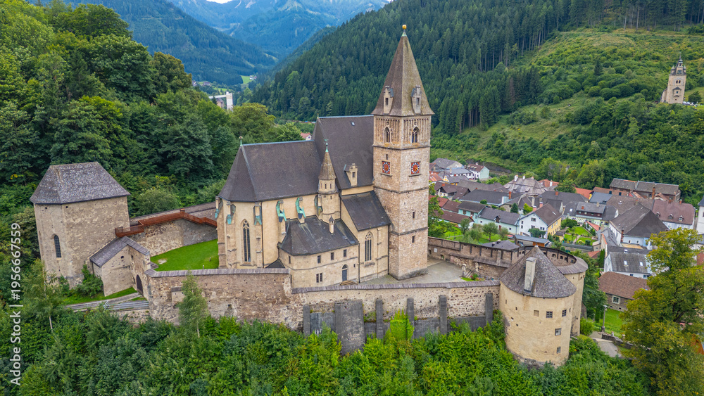 Fototapeta premium Church-Castle St. Oswald at Eisenerz in Austria
