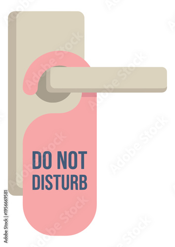 Flat illustration of do not disturb door hanger depicting hotel privacy sign for hospitality and service design
