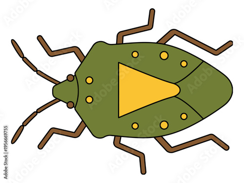 Cartoon illustration of stink bug with play button depicting media control interface for educational design