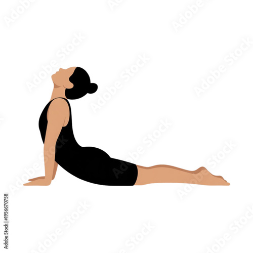 Young woman practicing the cobra yoga pose or bhujangasana for health and wellness