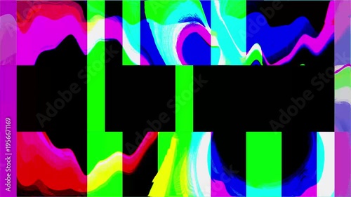 Colorful screen glitch, psychedelic vj visual loop animation.