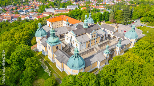 Tableau sur toile Panorama view of Svata Hora pilgrimage site near Pribram, Czech