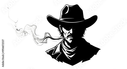 cowboy smoking a cigarette silhouette.