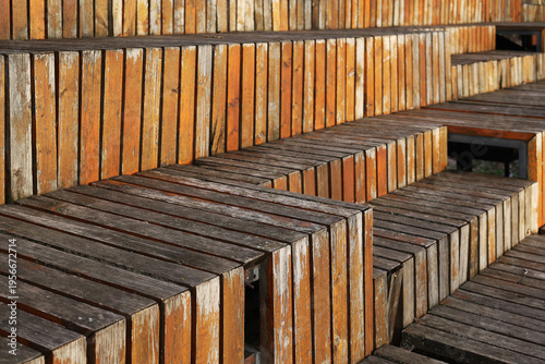 Weathered Wooden Plank Seating