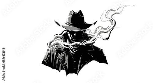 smoking man in a cowboy hat.