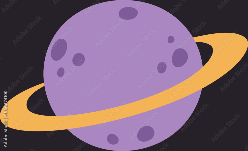Naklejka premium Planet With Crater Surface Encircled Ring