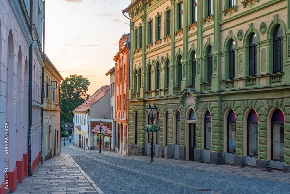 Naklejka premium Colourful houses in Czech town Pisek
