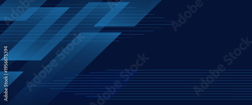 Abstract blue banner design vector, dynamic sporty horizontal background template for media promotion or web banner