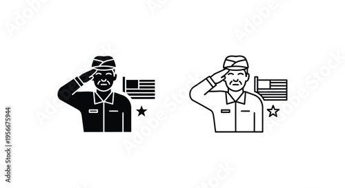 Set of 2 military salute icons vector