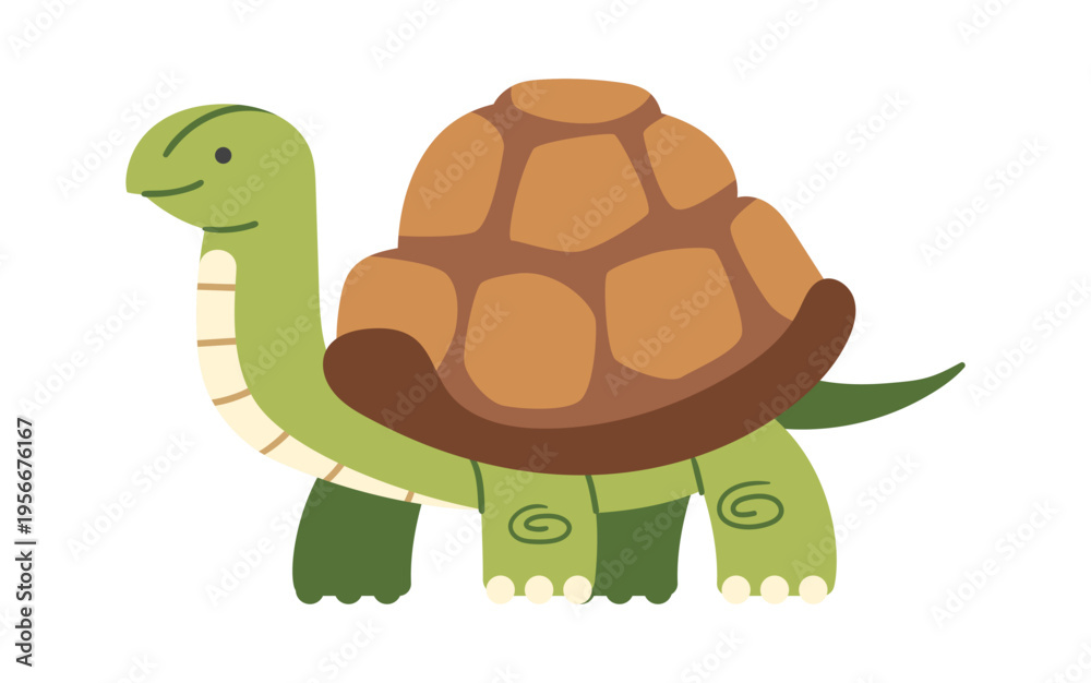 Obraz premium Turtle Walking Side View Cartoon