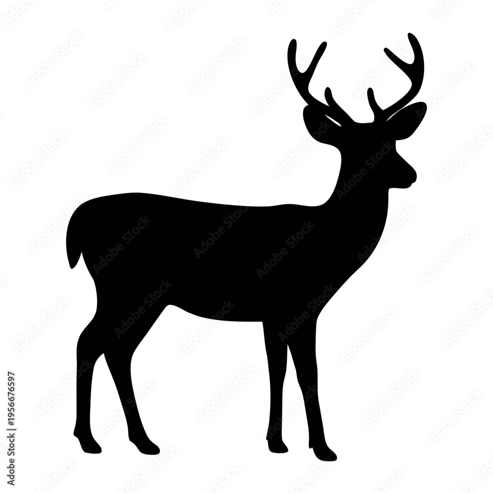 Fototapeta premium Black deer silhouette vector illustration for hunting and wildlife designs and decoration needs