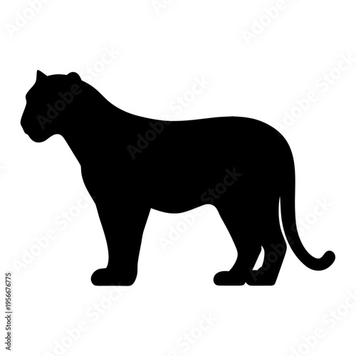 Black panther vector illustration, wildlife animal silhouette, jungle cat graphic design, big cat art