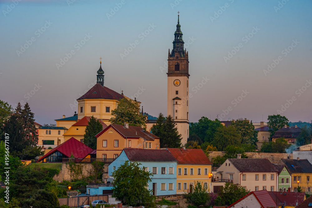 Obraz premium Sunset panorama view of Saint Stephen cathedral in Litomerice, C