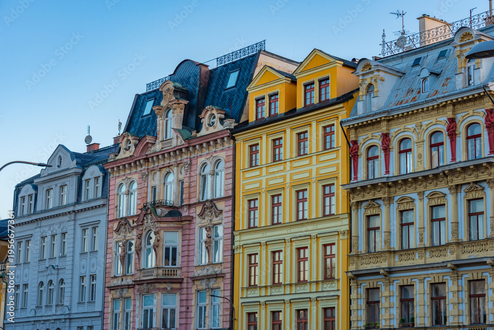 Fototapeta premium Sunrise view of Edvard Benes square in Liberec, Czech republic