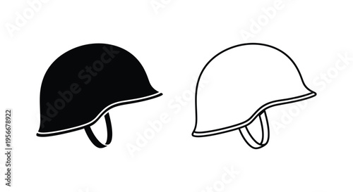 Set of 2 military helmets vector icons