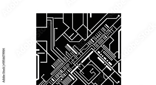 Black and white circuit board.