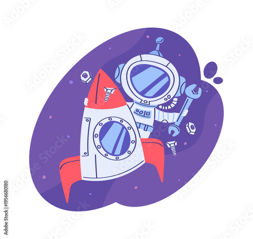 Astronaut Rides Rocket Liftoff Smoke