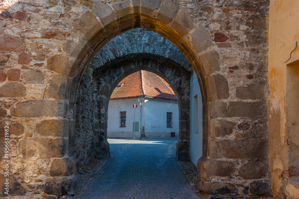 Fototapeta premium Colourful houses in Czech town Horazdovice