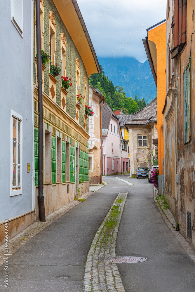 Fototapeta premium Colourful street at Eisenerz town in Austria