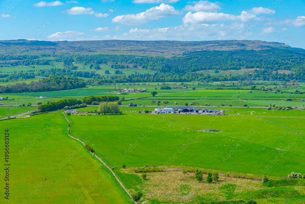 Naklejka premium Agricultural landscape of Scotland near Stirling