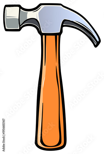 Vibrant Cartoon Claw Hammer Hand Tool for Construction and Home Improvement Projects