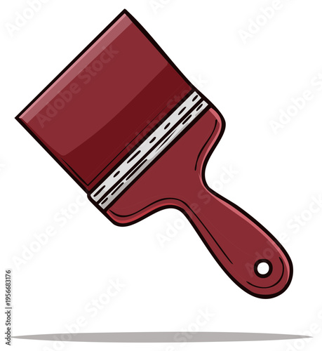 Vibrant Red Paint Brush Cartoon Illustration for Home Improvement and Artistic Projects