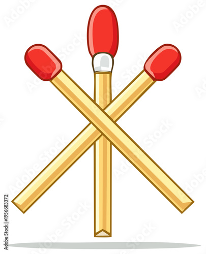 Matches Arranged in a Star Shape Ready to Light a Fire Illustration
