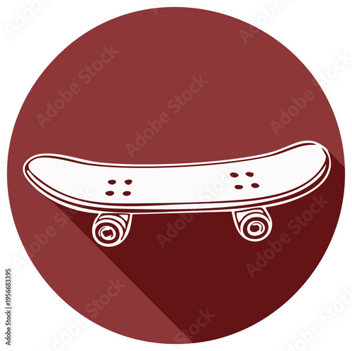 Skateboard Graphic Icon Against Crimson Disk Freewheeling Design Element