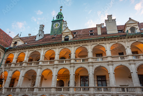 Canvastavla Sunset view of Grazer Landhaus in graz, Austria