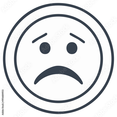 Simple Depressed Face Icon Design Expressing Sadness and Unhappiness in a Circle