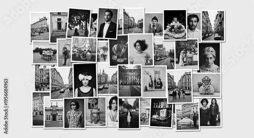 Black and white photo collage.