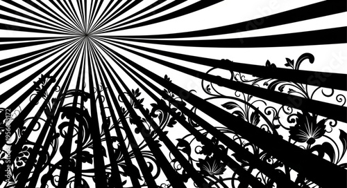 Black and white sunburst design.