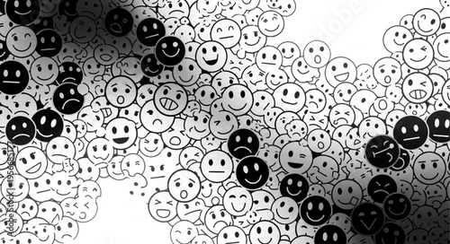 Black and white smiley faces.