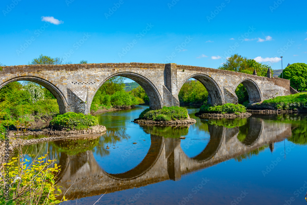 Fototapeta premium Stirling old bridge over river Forth, Scotland