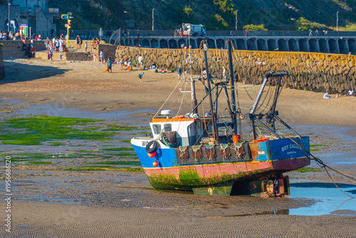 Quadro su tela Folkestone port during a summer low tide, England