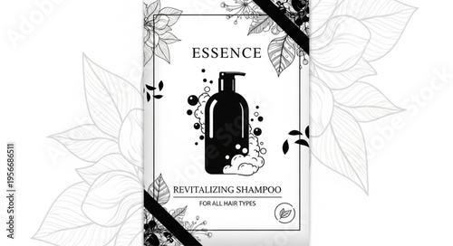 Black shampoo product packaging design.