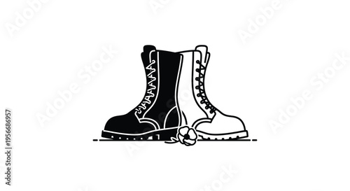Vector illustration of 2 hiking boots
