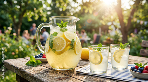 still life with lemon juice and fruits