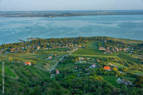 Quadro su tela Panorama view of Balaton lake near Badacsony in Hungary