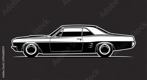 Classic American Muscle Car Side.