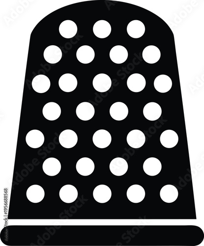a thimble with dimpled surface texture silhouette vector illustration on transparent background
