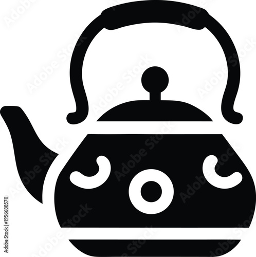 a teapot with lid spout and curved handle silhouette vector illustration on transparent background