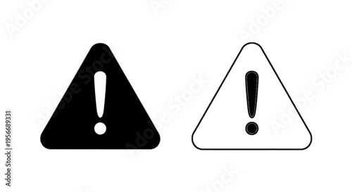 Vector illustration of warning sign icons, exclamation mark in triangle, vector illustration