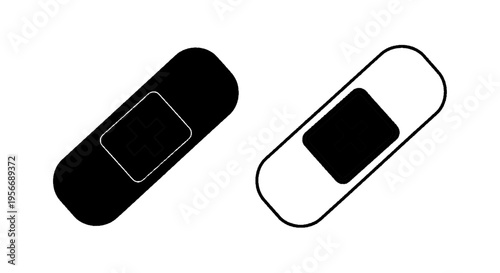 Vector illustration of set of adhesive bandage icons, medical plaster symbols