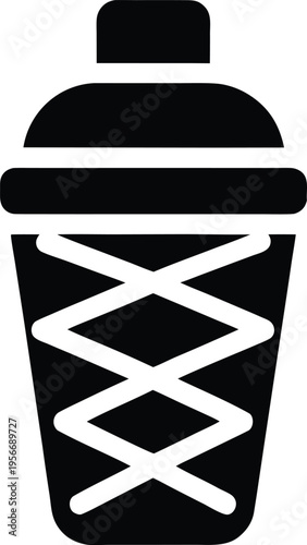 a cocktail shaker with cap and mixing lines silhouette vector illustration on transparent background