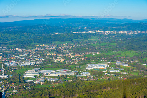 Cuadro en lienzo Panorama view of Liberec from jested hill in Czech republic